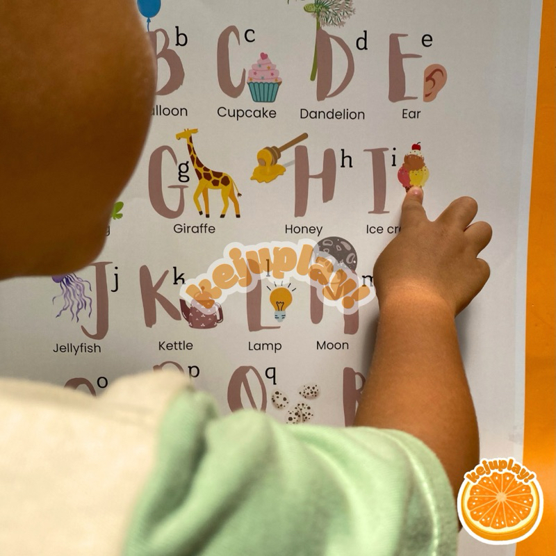 Poster Edukasi Pendidikan Anak untuk Balita PAUD TK SD Mengenal Hewan Buah Huruf Angka