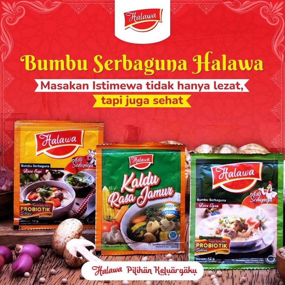 

Terlaris Halawa Pack 24 sachet Kaldu Penyedap Alami non msg sintetis Kaldu Penyedap plus Probiotik