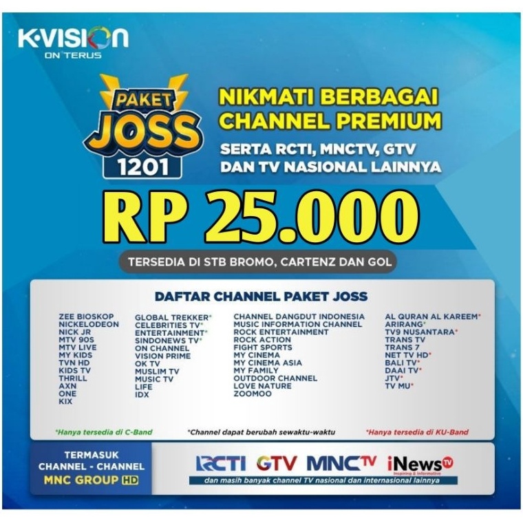 Big Sale JOSS 121 K Vision receiver Bromo Cartenz dan GOL K Vision Free Paket Cling