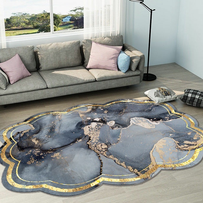 HJ6 MINIPINKY HL557 Karpet Lantai Marble Aesthetic Karpet Lantai Polyester Motif Abstrak Karpet Poli