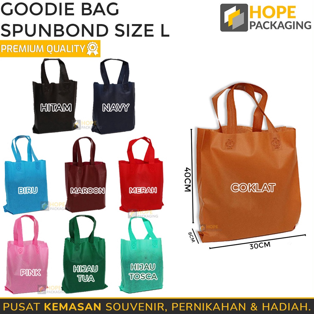 

SHOPEE SALE Tali Tas Kain Spunbond Goodie Bag Kantong Goodie Polos Souvenir Event Murah Size M dan L