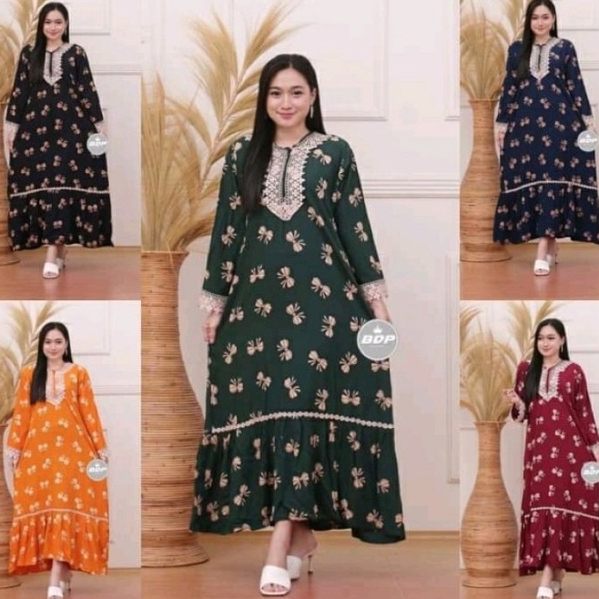 Grosir Terbaik  gamis DASTER ARAB SABRINA RENDA MOTIF TERBARU BUSUI RAYON TEBAL TERLARIS Longdres ga