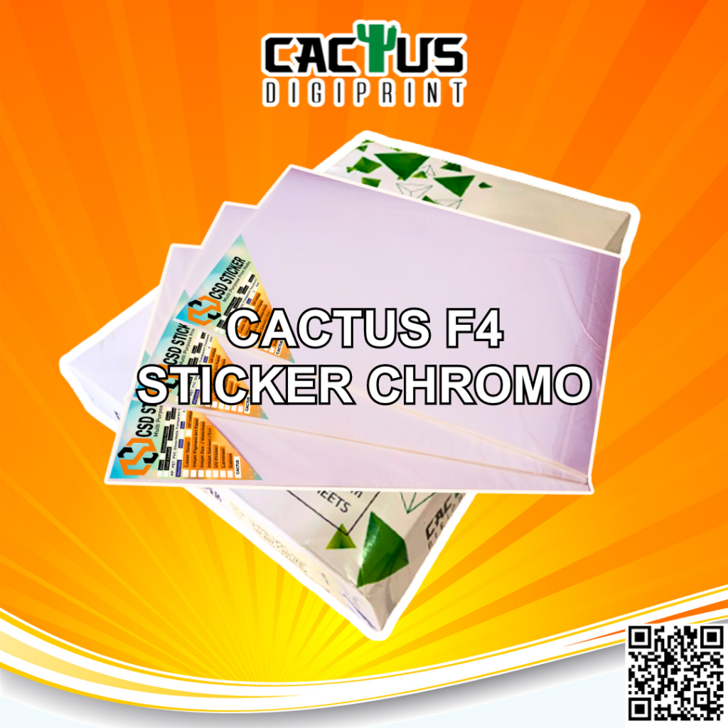 

Cactus Kromo Sticker Kertas Glossy Chromo Cast Coated Digital Print Laser Toner F4/ Folio - 20 Lembar