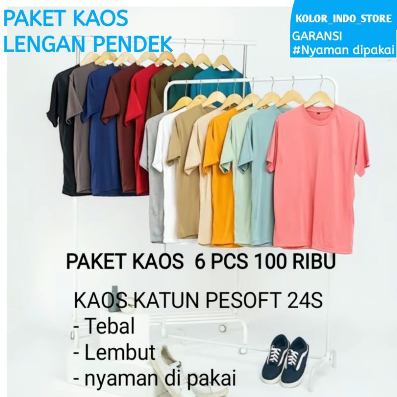 PROMO PAKET KAOS 6 PCS 100 RIBU