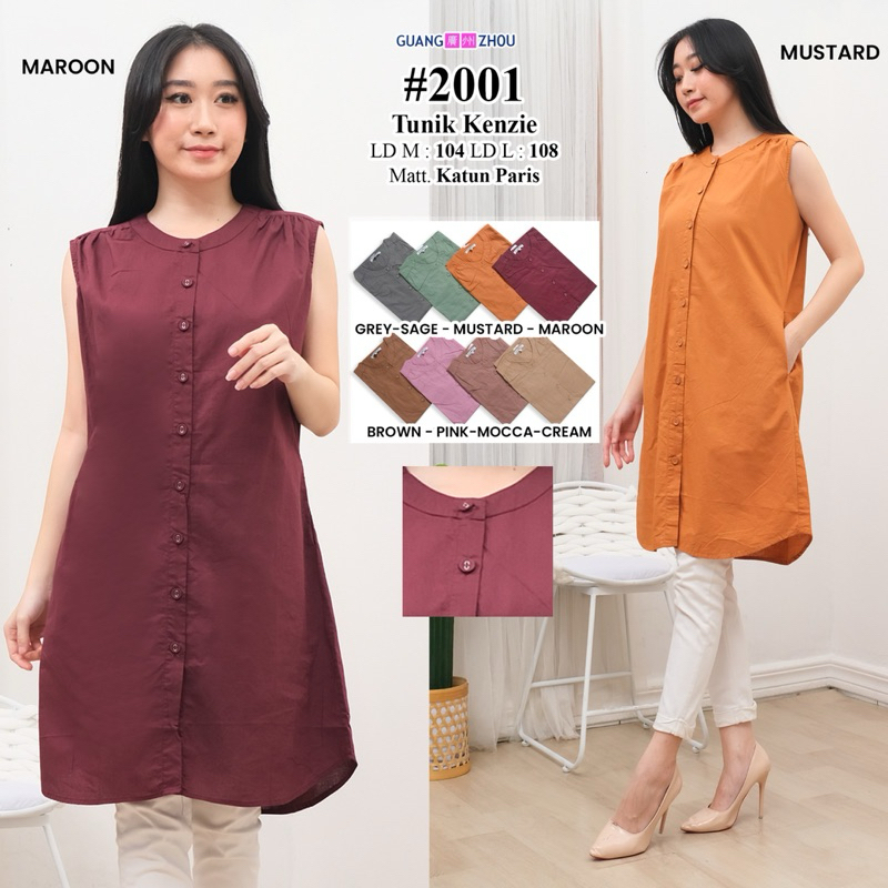 TUNIK KENZIE POLOS KERAH SHANGHAI // M-L // MATT. KATUN PARIS // BRAND GUANGZHOU FASHION