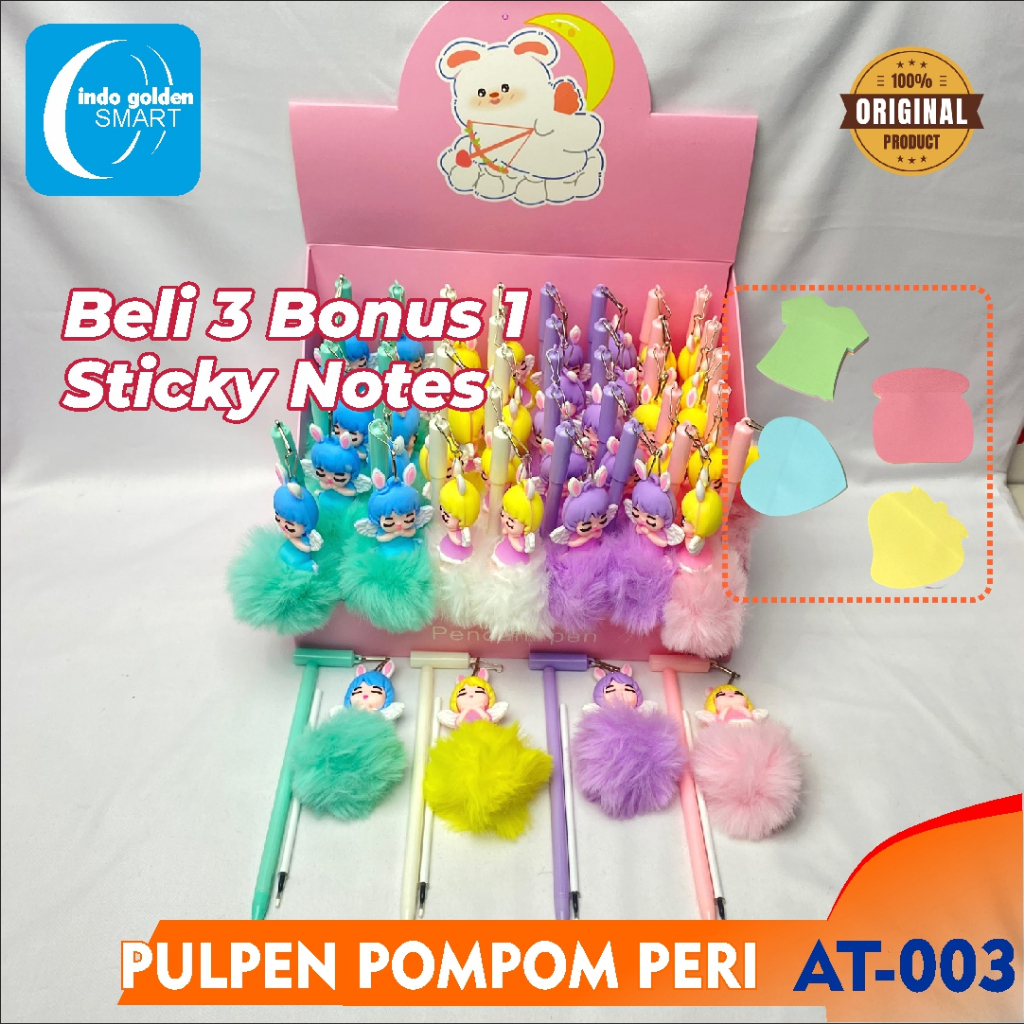 

Pulpen gel gantungan karakter peri pompom Bolpoin Gel 0,5 AT-003