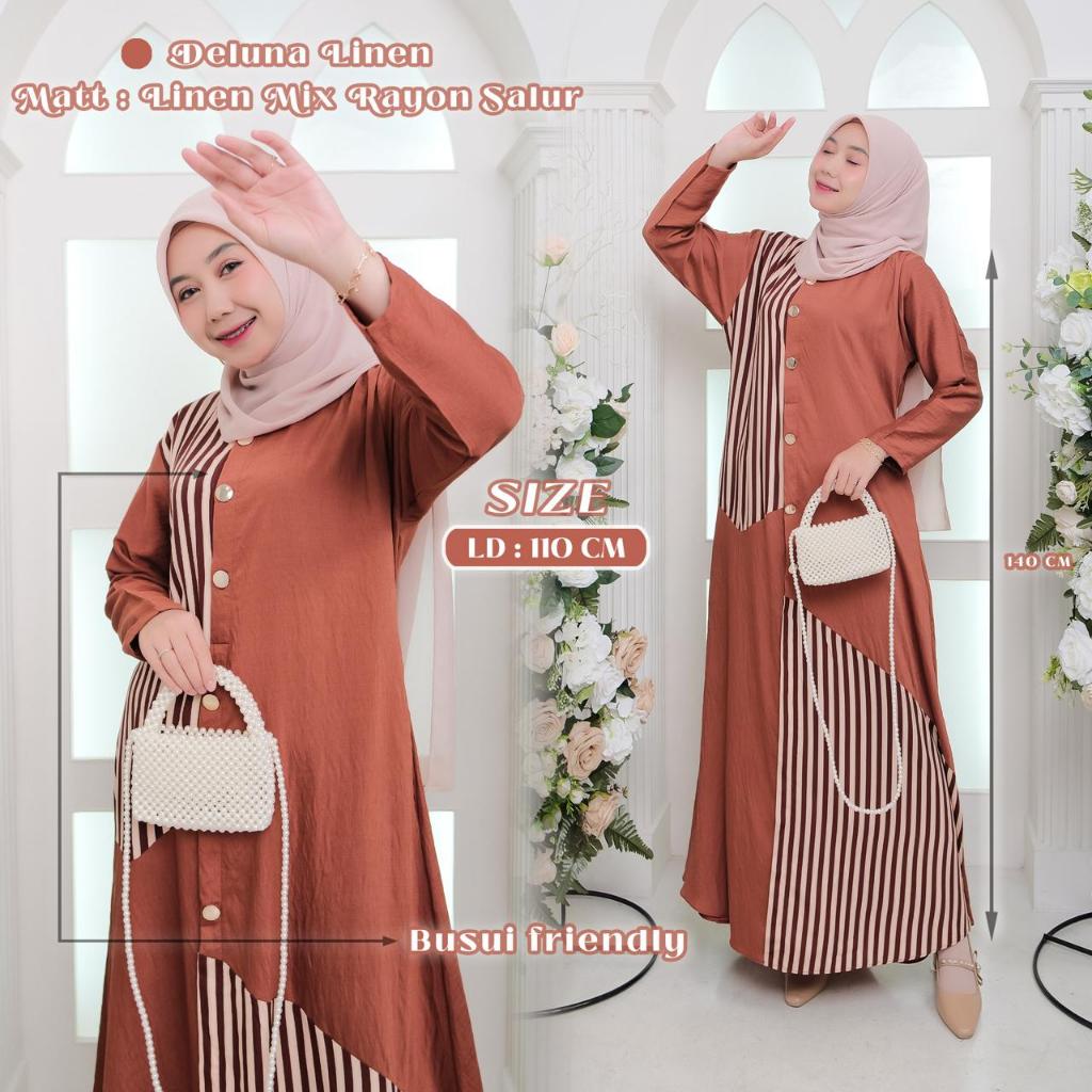 DELUNA DRESS POLO LINEN BY ZAHIN GAMIS MOTIF SALUR