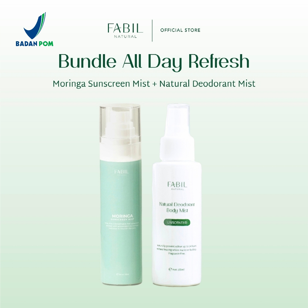 [2 pcs] Fabil Bundle Moringa Suncreen Mist SPF 45 PA+++ UV Protection + Natural Deodorant Mist - Pak