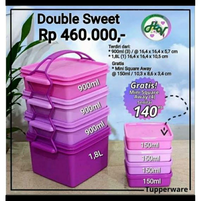 SALE  Double sweet Tupperware - tempat makanan rantang 4 susun ( ungu ) Tupperware Promo