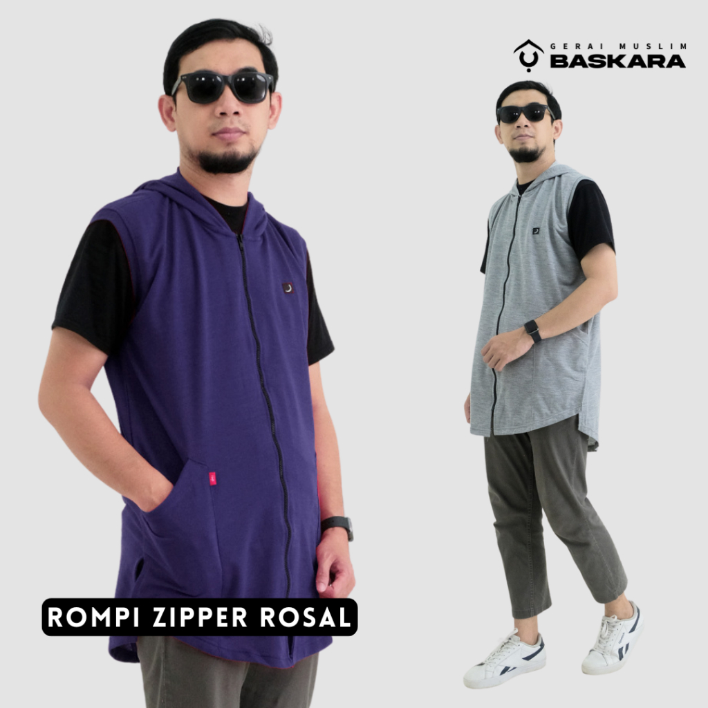 Rompi Zipper Rosal Rompi Sholat Outwear Pria Dewasa