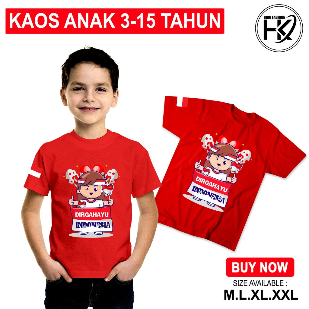 KAOS DISTRO/ BAJU ANAK ANAK MOTIF 17 AGUSTUS KEMERDEKAAN INDONESIA