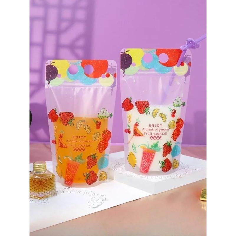 Standing Pouch minuman kekinian 500Ml GRATIS SEDOTAN (10lembar) pouch Minuman