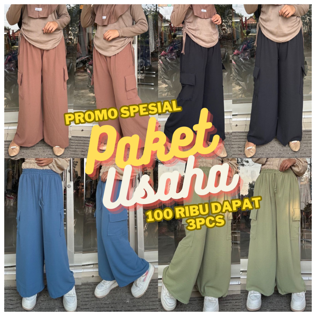 PROMO PAKET USAHA CELANA KULOT CARGO , KULOT BASIC , DAN ROK CARGO DEWASA JUMBO