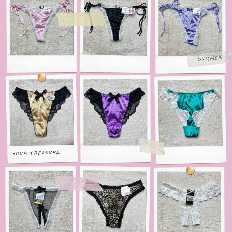(PART 1) G String Sexy Thong Transparan Hot Lingerie Ukuran Panties Renda Celana Dalam Wanita Bikini