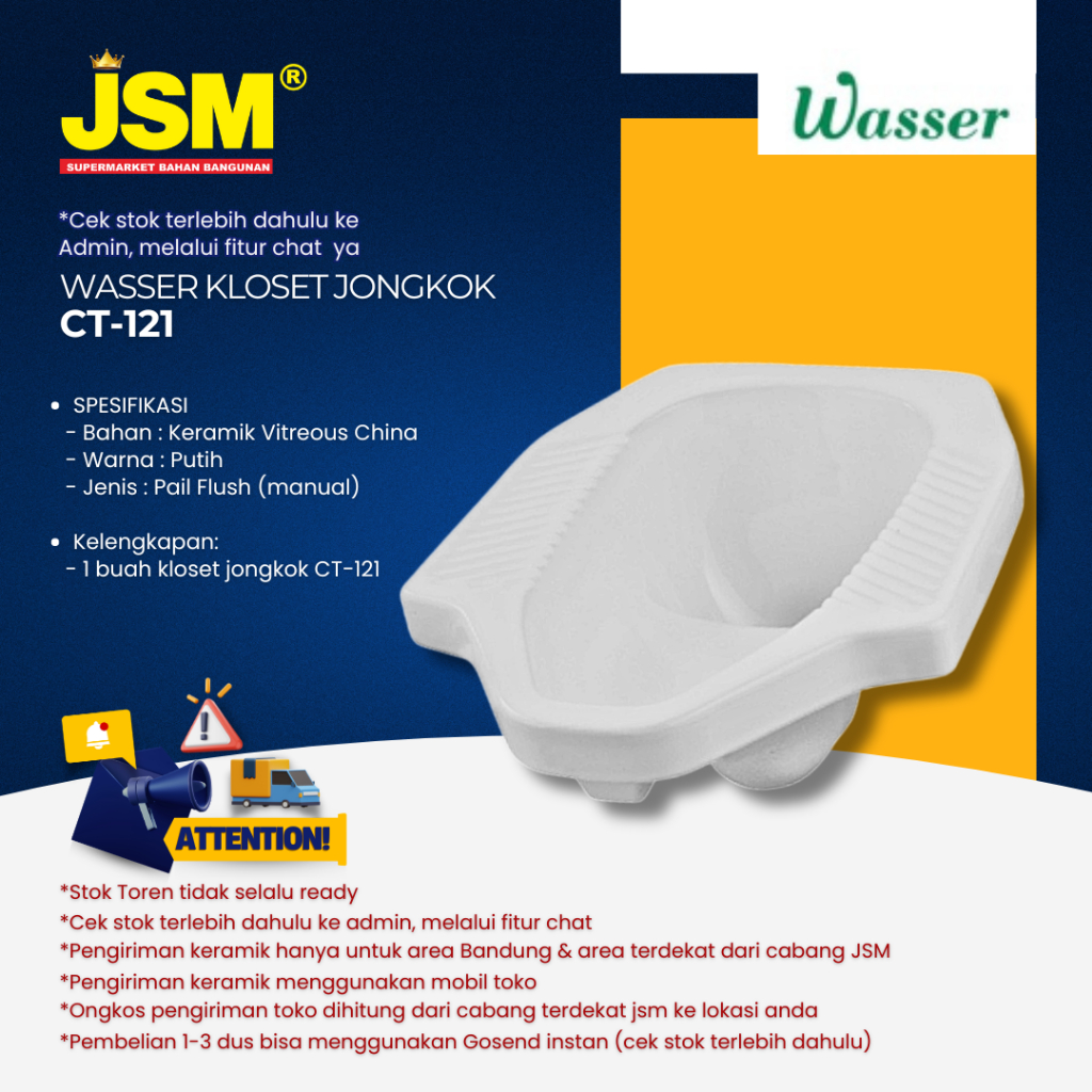 Wasser Kloset Jongkok / Closet Pail Flush Semi Trap CT-121 - JSM Supermarket Bahan Bangunan