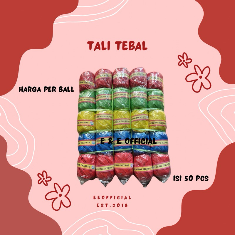 

TALI RAFIA TEBAL / TALI RAFIA BALL / TALI PLASTIK ISI 50 PCS / TALI ROLL GULUNGAN