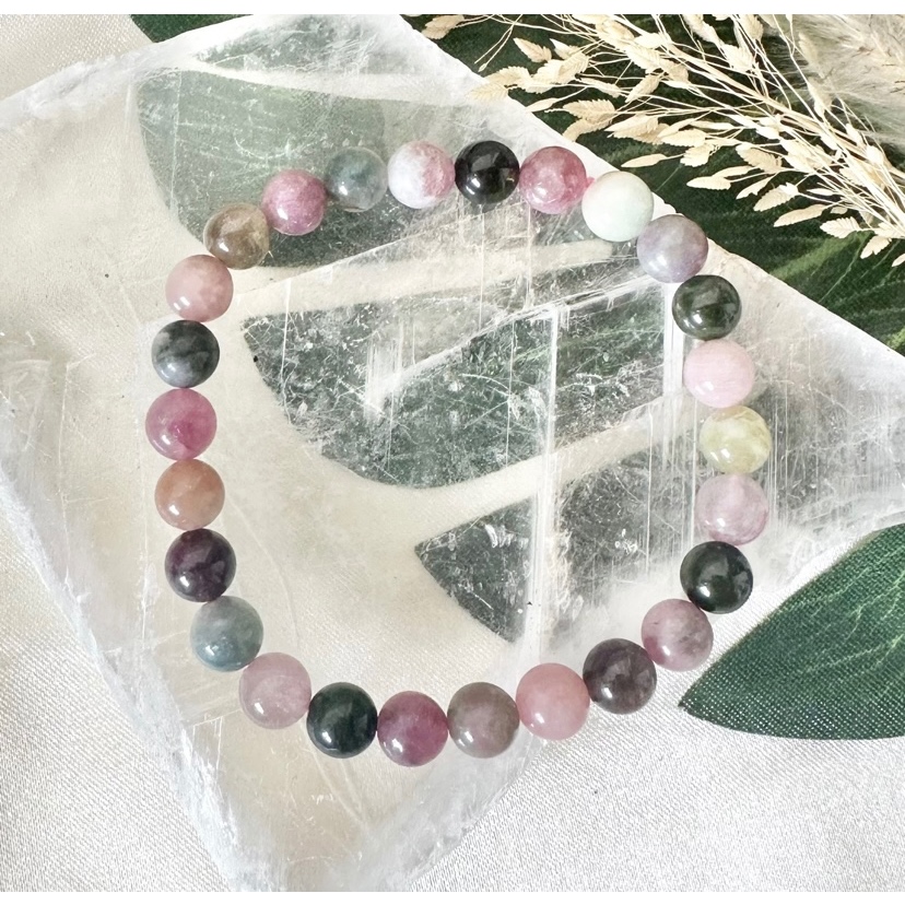Watermelon Tourmaline Bracelet 7mm - Healing Crystal - Posivity