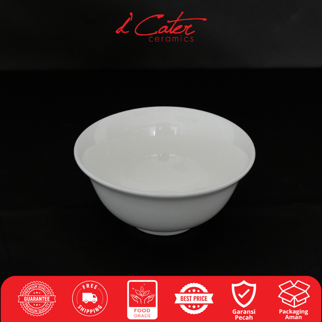 Mangkok Keramik K51 Diameter 9,8 cm Mangkok Kecil untuk Sop Dessert Snack Mangkok Keramik Putih Pors