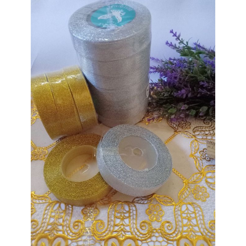 

Pita emas perak /pita metalik uk.2 cm jual per roll