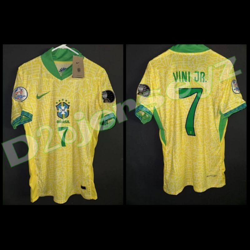 Jersey Brasil Brazil home Player Issue 2024 /2025 OFFICIAL + Cetak nama nameset VINI JR 7 / NEYMAR J