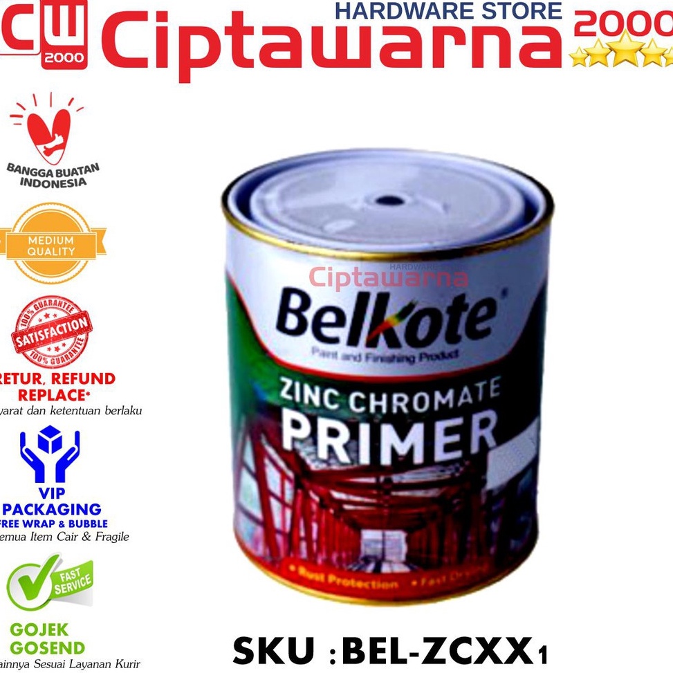 

KODE U19R Cat Zincromate meni BELKOTE 1 KG Primer Hijau Hitam Grey Palembang