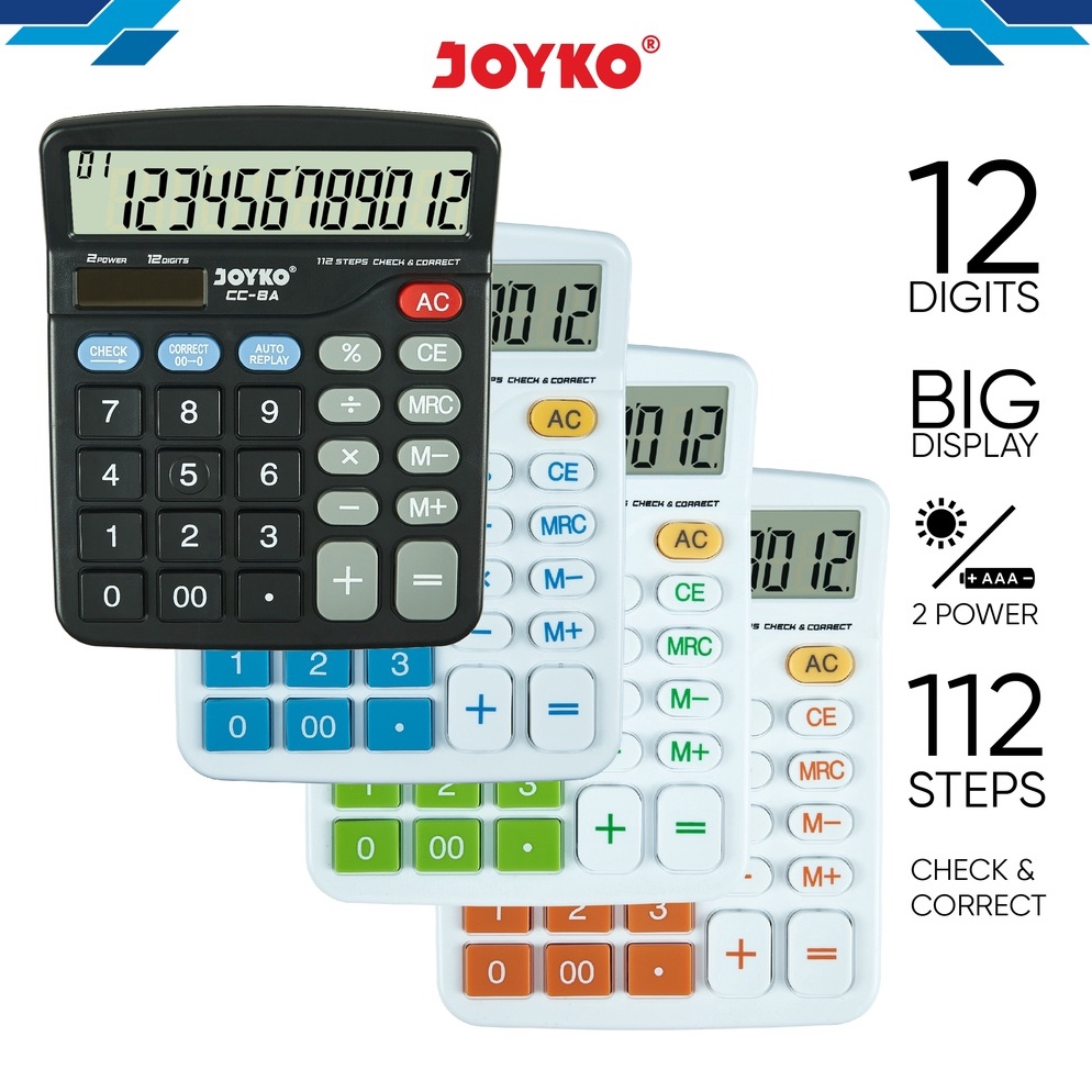 

KODE R44T Calculator Kalkulator Joyko CC8 12 Digits Check Correct
