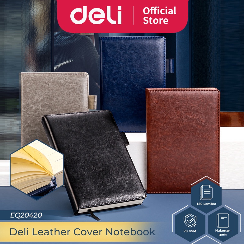 

KODE S96Q Deli Leather Cover Notebook Buku Catatan Sampul Kulit A5 18 Lembar Desain Elegan 22298