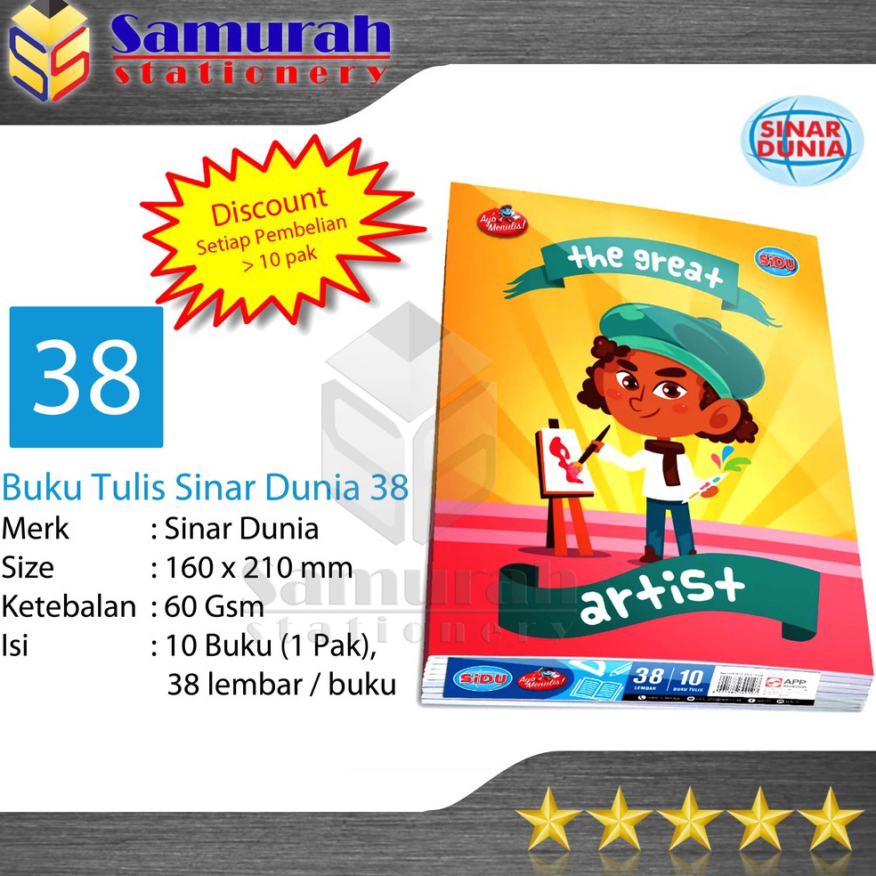 

KODE U74G Buku Tulis Sidu 38 Lbr Buku Tulis Sinar Dunia 38 Lembar Buku 38lbr Buku Tulis Termurah 38 Sidu