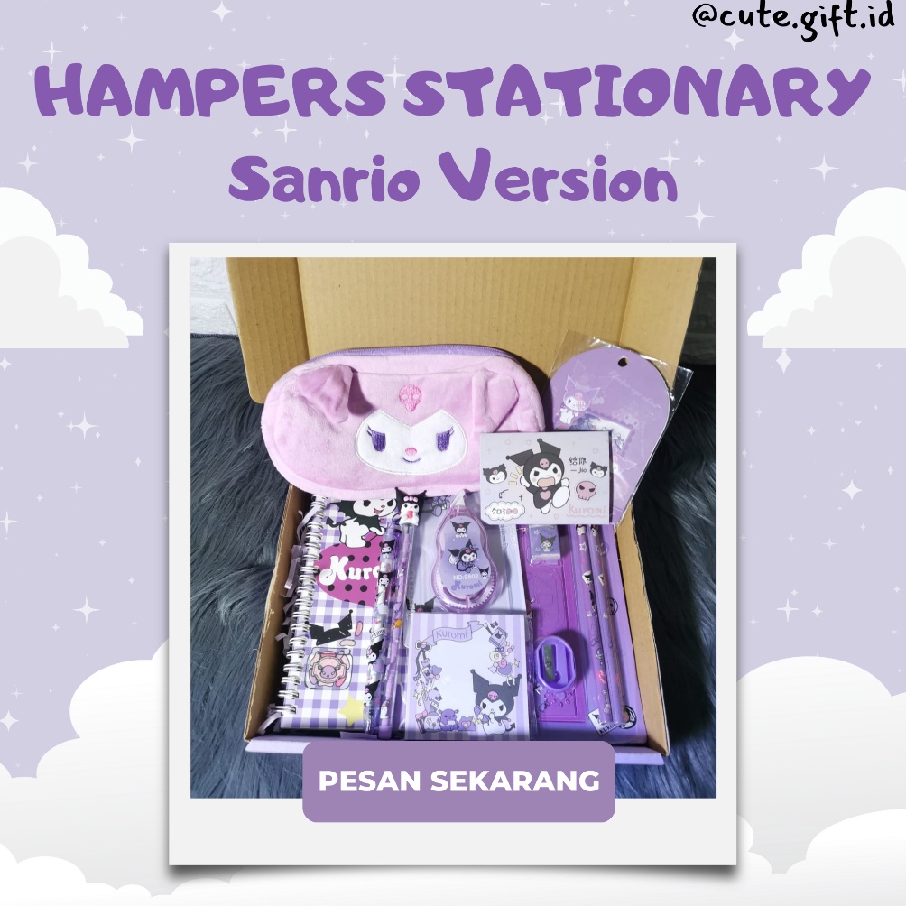 

KODE V75B Kado Karakter Sanrio Hampers Perlengkapan Sekolah Tema Kuromi