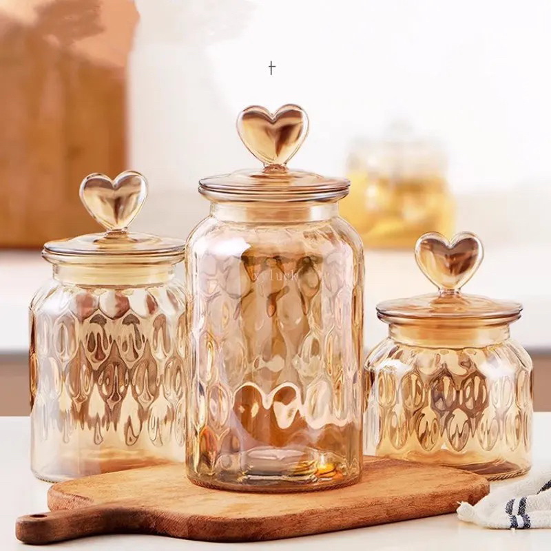 [SATU SET] Toples Kaca Mewah Tutup Hati Kedap Udara / Toples Kue Lebaran / Food Storage Jar