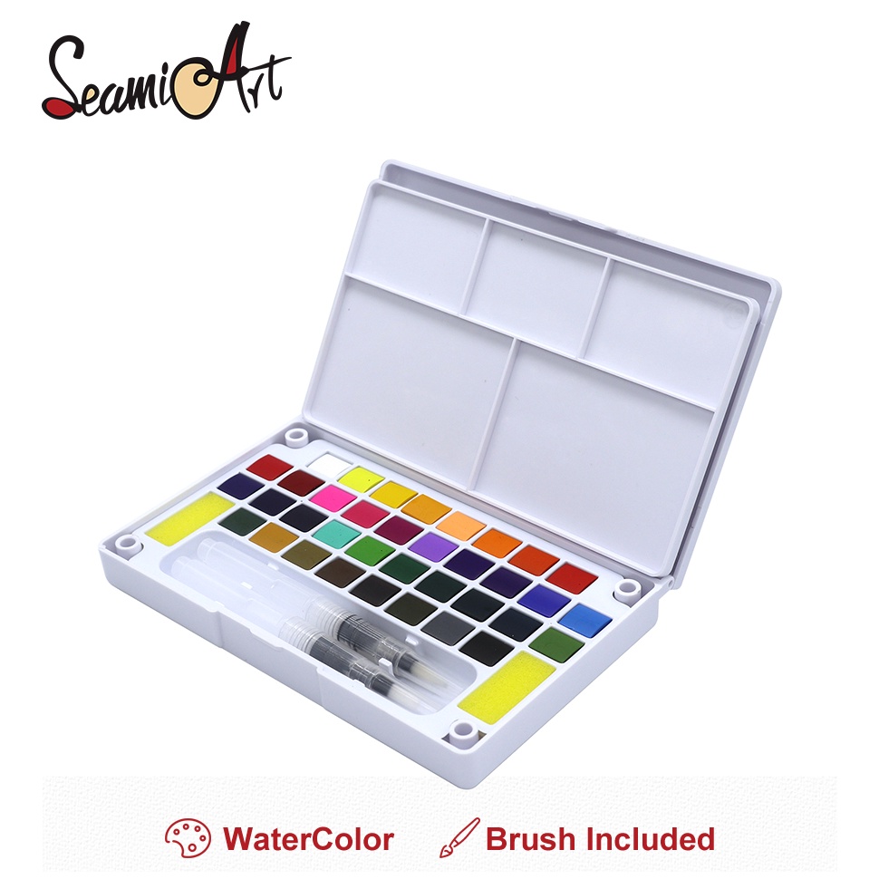 

KODE D74A SeamiArt 12 18 24 36color Solid Watercolor Paint Gift Set Free Paint Brush Cat Air Padat Warna Terang Dengan Kuas Air Otomatis