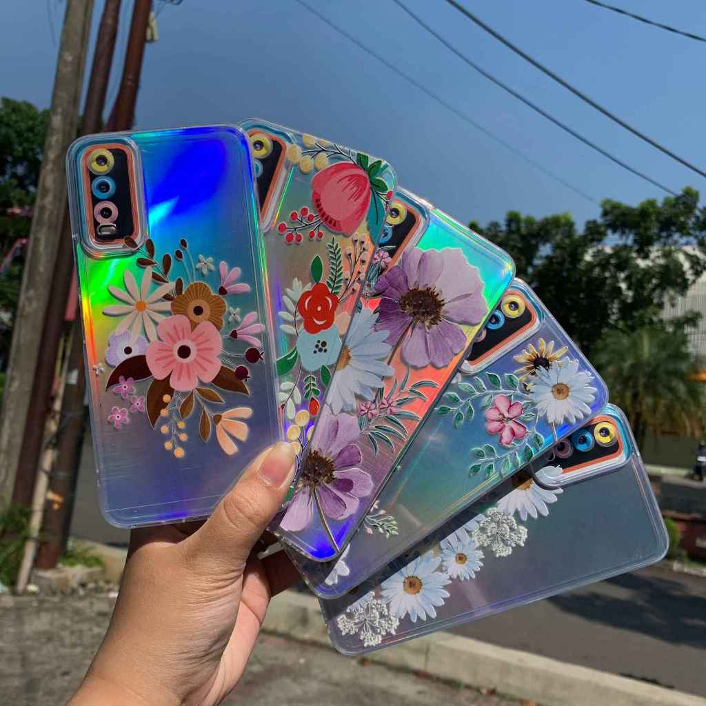 Case Hologram Fashion BUNGA SAMSUNG A14 A34 A22 4G A25 5G A35 5G Casing Hologram Aurora Top One Case