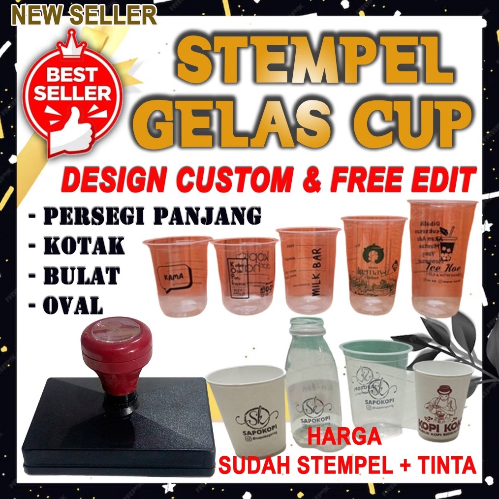 

KODE O17Y stempel Gelas Cup Plastik CustomFree Tinta