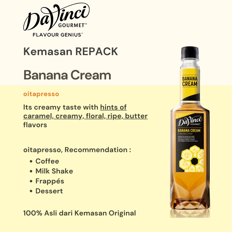 

REPACK - Davinci Banana Cream Syrup [30, 50, 100] g