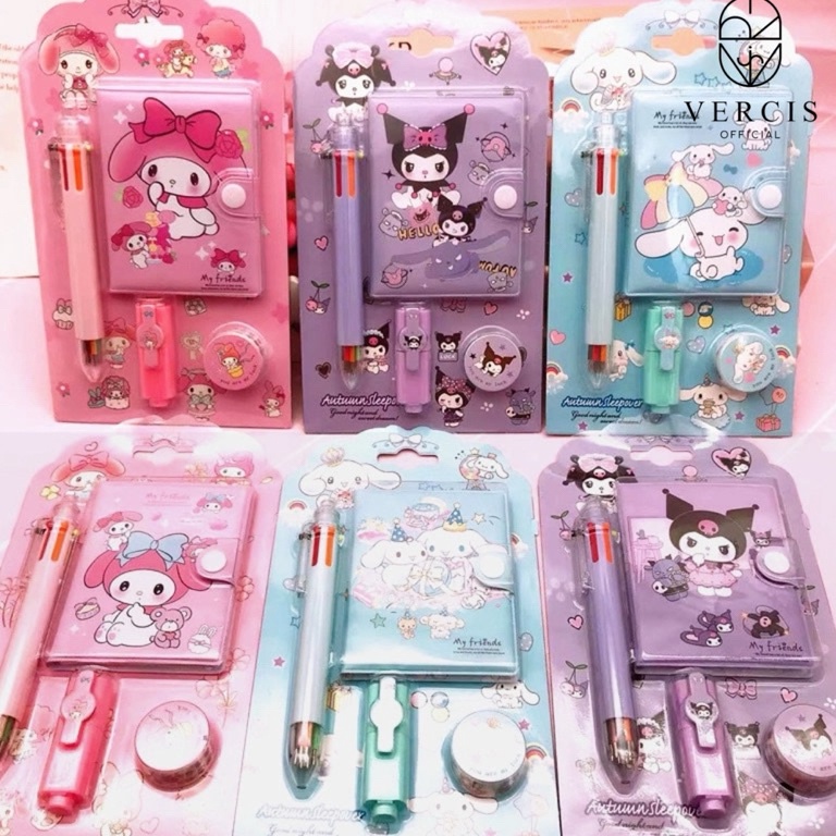 

KODE F53L Notebook 4in1 Buku Diary Aesthetic Sanrio Alat Tulis Perlengkapan Anak Buku Memo Mini Karakter Kuromi Cinnamoroll Melody Hadiah Ulang Tahun Anak Kado Anak Souvernir