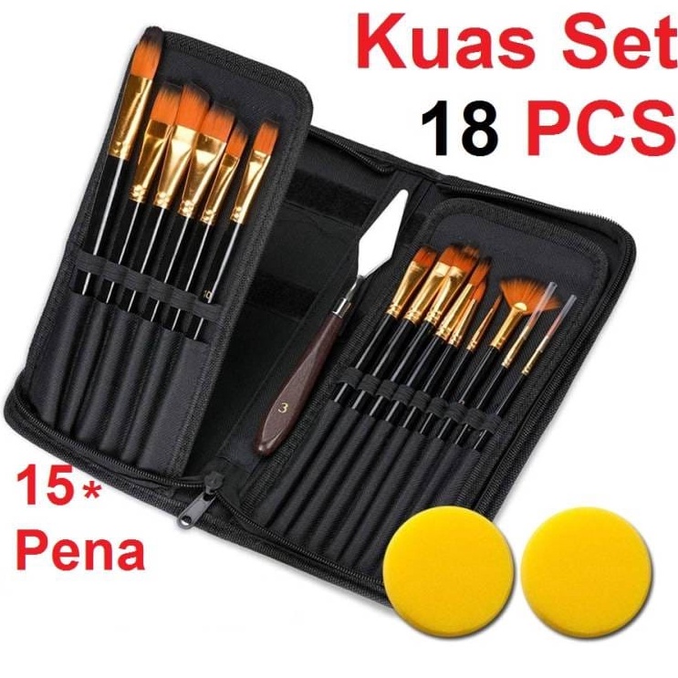 

KODE D15H Art Brush Set Kuas Lukis BRS12 SET Kuas Alat Lukis Set Lengkap Mixing Knife Murah Berkualitas