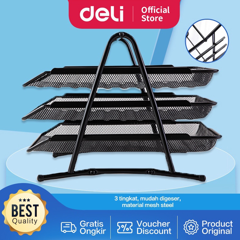 

KODE G2K Deli Rak Pengatur Dokumen File Document Tray 3 tier Mesh 35 278 275mm 129 gram E9181