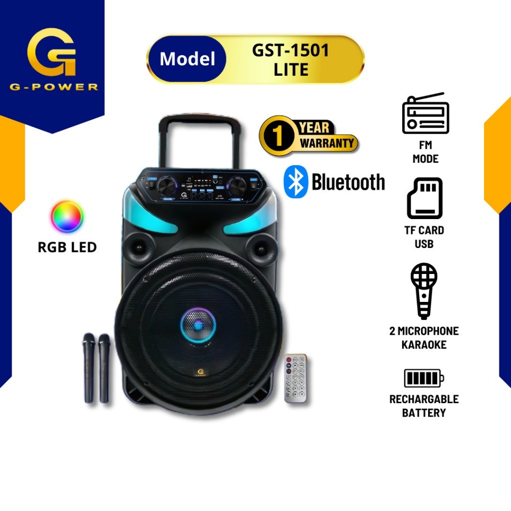 ✔️ GPOWER 1501 LITE - SPEAKER 15 Inch Bluetooth Portable Meeting 2 Unit Microphone Wireless