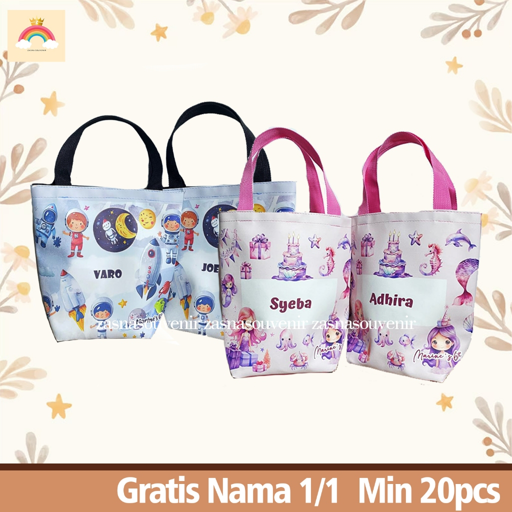 

TAS ULTAH CUSTOM NAMA/ TERLARIS/ BAHAN PREMIUM/GOODIEBAG ULTAH ANAK/SOUVENIR ULTAH/SOUVENIR MURAH