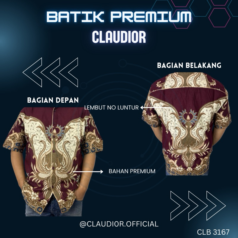 Kemeja Batik Claudior Premium Reguler Original 100% CLB 3167
