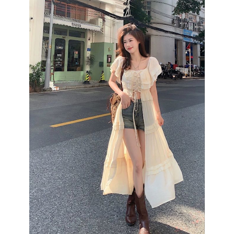 PO Baju Pantai Long Dress Putih Panjang Polos Outer Cassual Cantik Import Best Seller