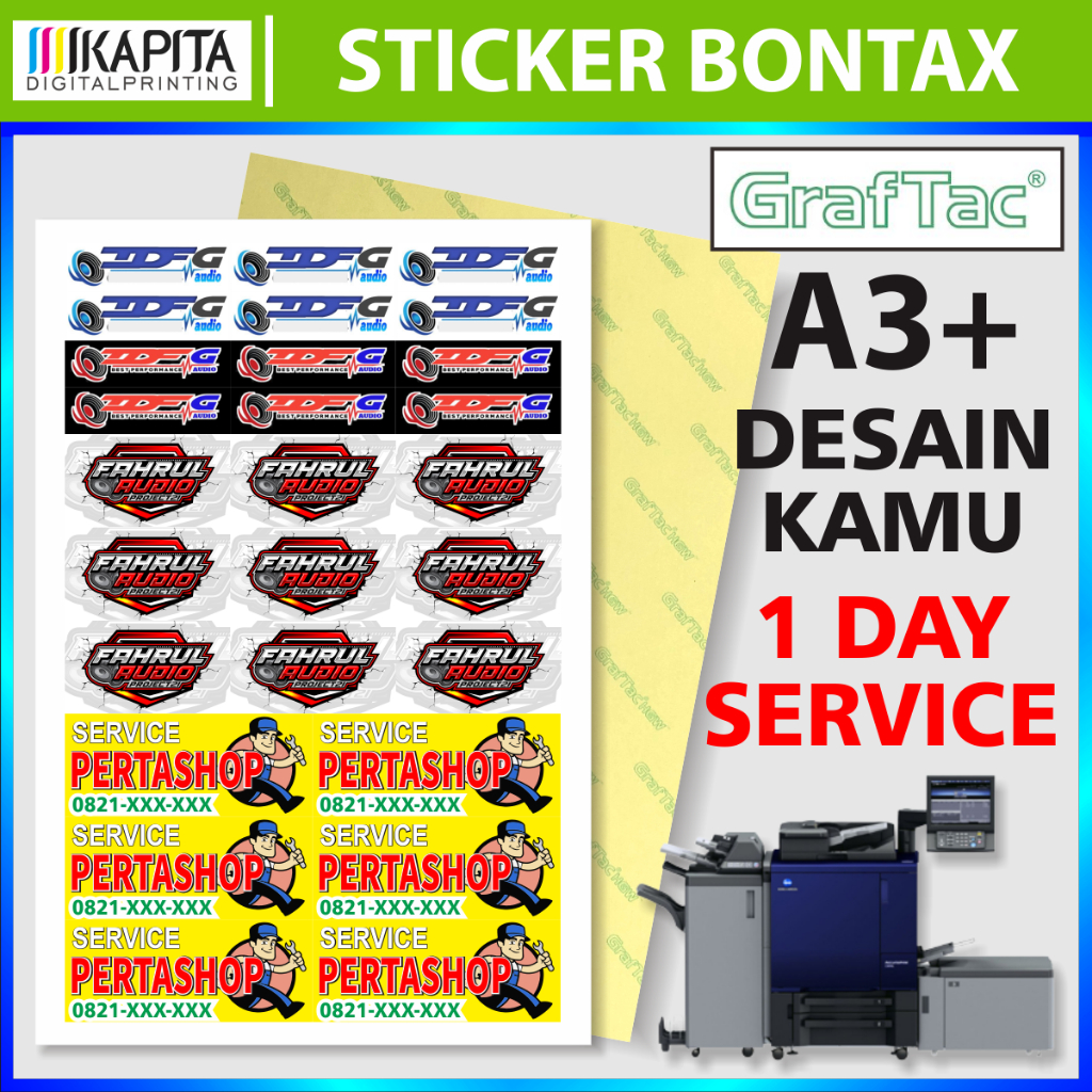 

Cetak Sticker Bontax Graftac A3+ Murah DESAIN SENDIRI Stiker Bontak Lembaran Custom Request | stiker costum