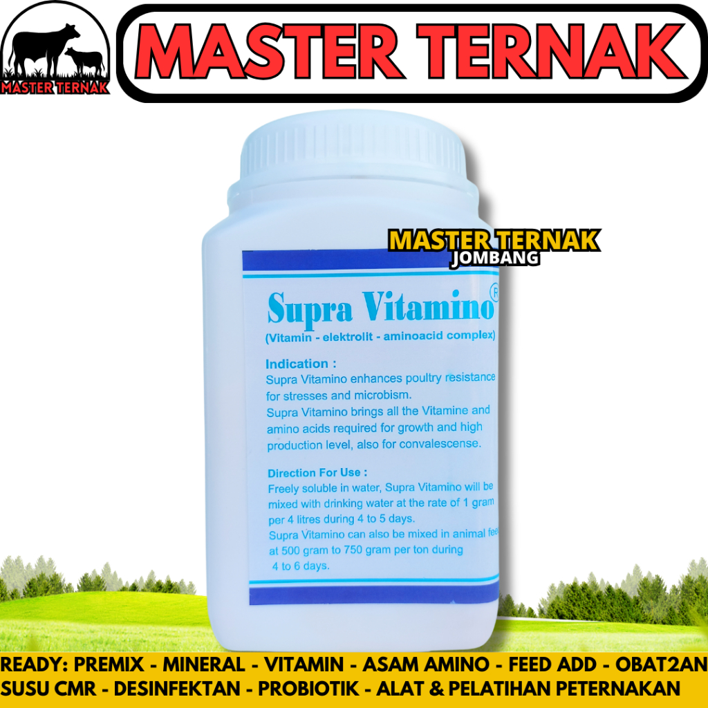 SUPRA VITAMINO 1KG - Multivitamin elektrolit untuk hewan ternak dan unggas vitamin dosis tinggi