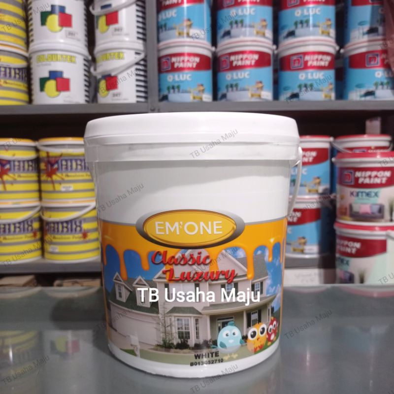EM'ONE Cat Tembok Dinding Indoor Interior Outdoor Exterior Rumah Kemasan 5Kg Medan Coklat Tosca Lila