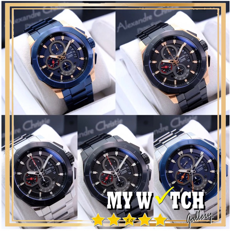 Jam Tangan Alexander Christie Pria AC 6632 Rantai Anti Air original terbaru mewah 2023