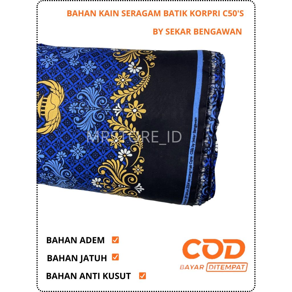 Kain batik seragam korpri c50s premium, bahan katun adem halus murah