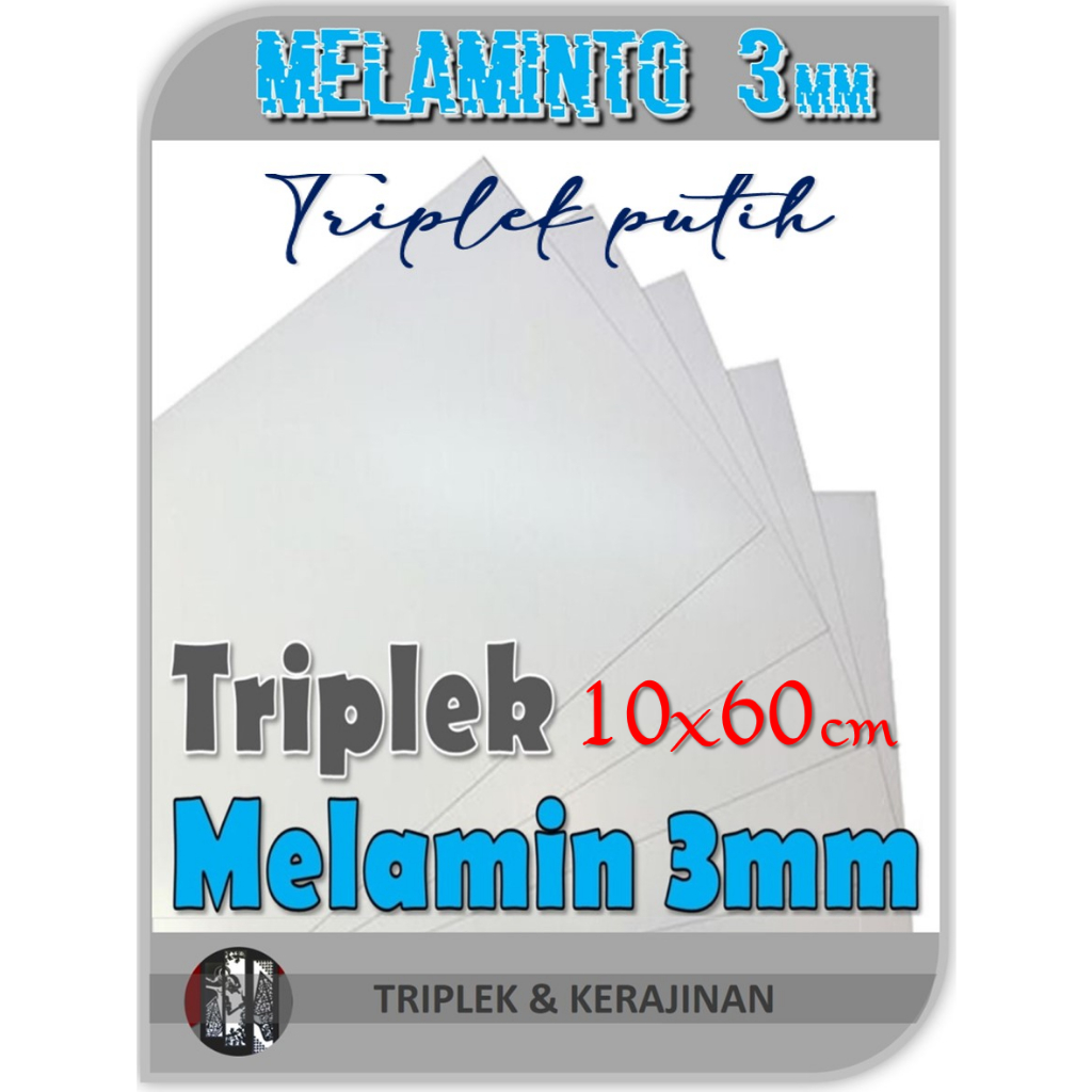 Triplek Melamin 3mm 10x60 (Isi 2 pcs) (Triplek Putih 3 mm 10 x 60 | 60x10 | 60 x 10 cm)