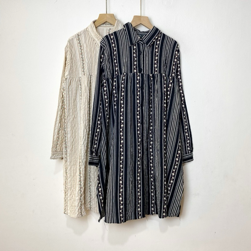 Arumi Tunik LD 115 Crinkle Premium Atasan Wanita Motif Salur Bunga