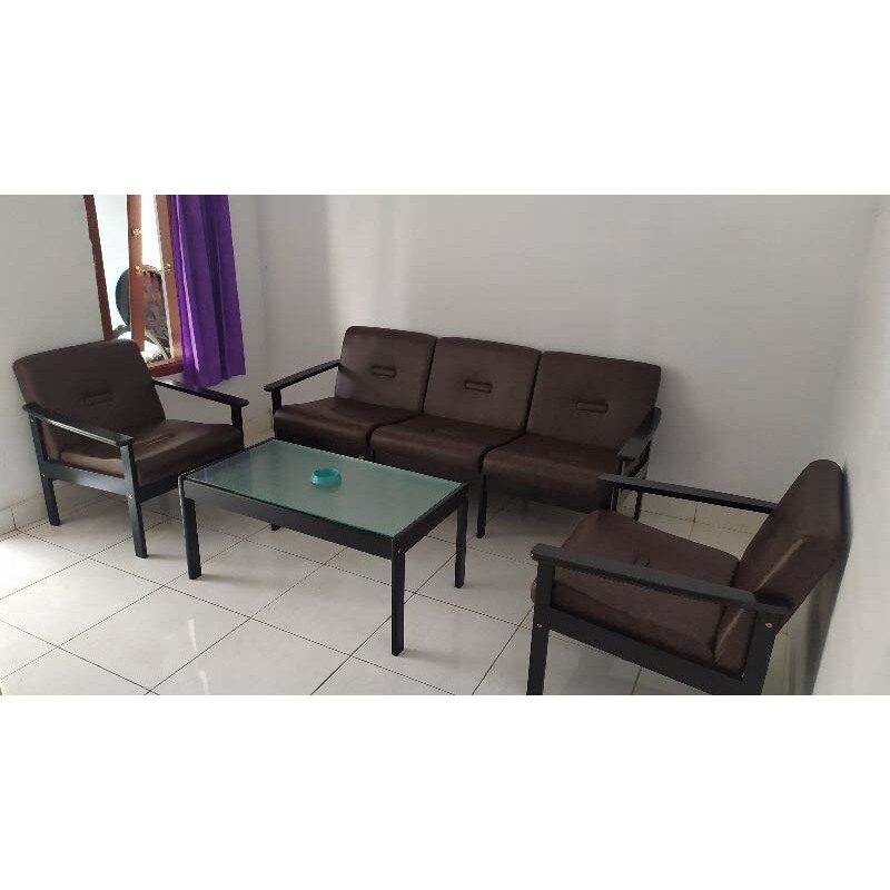 Kursi tamu kayu asli 1 set Siro Lily (311 + meja tengah kaca) Sofa kayu Sofa set sofa minimalis Lign