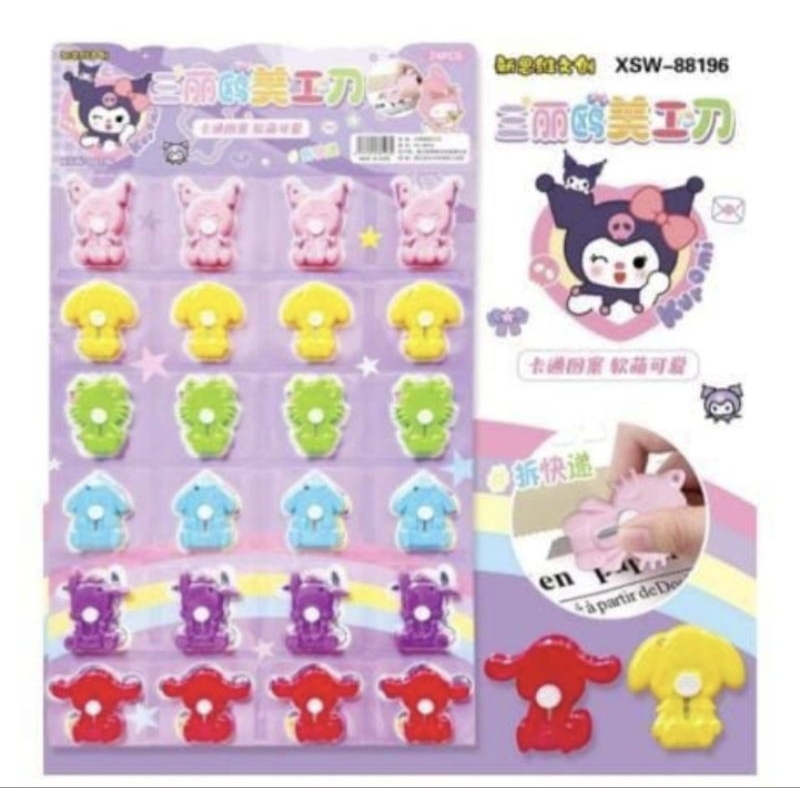 

24pc Mini Cutting Knife kater cuter Lucu Kuromi Dll